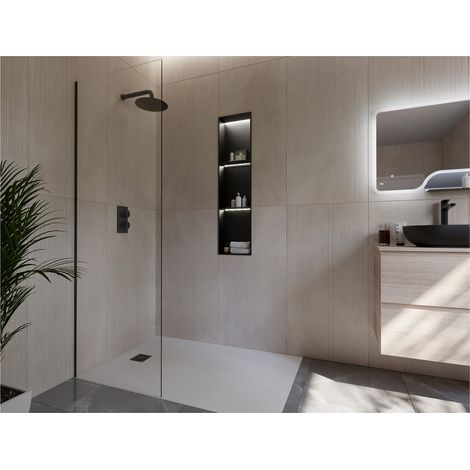 RAK Ingot 300mm x 1200mm Recessed Niche with 2 Shelves & LED Black - RAKINGRN12030B (1/5)