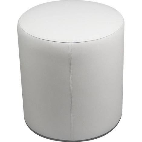 Pouf Poggiapiedi Ø40x44 cm in Similpelle Avalli Cilindro Bianco