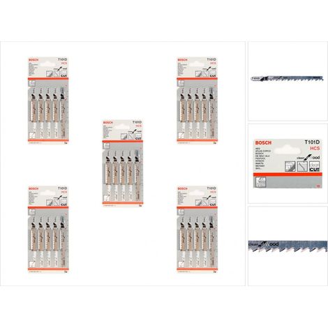 Lame de scie sauteuse T 101 D longueur totale 100 mm pas de dents 4-5,2 mm HCS 25 pièces/carte