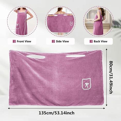 Peignoirs portables à séchage rapide pour femmes, serviette-robe douce et absorbante avec poche ajustable, peignoir de spa adapté aux voyages, peignoir de bain