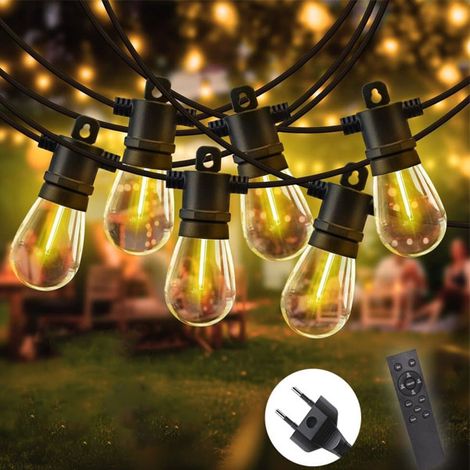 Guirlande Lumineuse LED Étanche IP65 - 20m avec 30 Ampoules E12 - Blanc Chaud - Télécommande - Décoration Noël, Camping, Jardin, Maison (1/5)