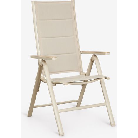 SKLUM Pack aus 2 klappbaren und verstellbaren Gartenstühlen mit Armlehnen aus Aluminium Elide Beige Tapioca