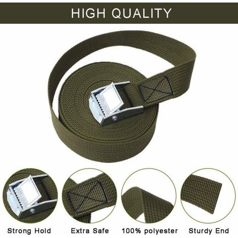 Sangle à cliquet arrimage - 6 pièces, gris beige 25mm x 1m - Sangle demenagement pour voiture moto velo - Transport rangeme Corvina (1/5)