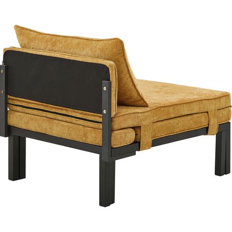 Canapé convertible 2 en 1 avec fonction couchage et ports USB/Type-C, fauteuil simple extensible jaune avec coussin (1/5)