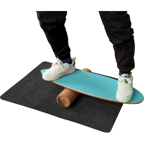 COSTWAY Balance Board in Legno, Tavola di Equilibrio con Rullo e Tappetino per Allenamento Skateboard Hockey Snowboard Surfing, per Esercizi Equilibrio e Tonificazione Core, Portata 227 kg (Blu) (1/5)