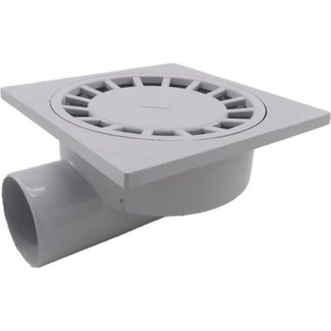 PVC-Siphon-Türschließer, Bodenablauf für Dusche, Bodenablauf für Waschmaschine, grau, 200 x 200 mm (1/4)
