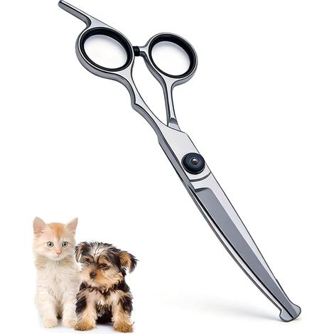 Ciseaux De Toilettage Pour Chiens Et Chats En Acier Inoxydable, Avec Embouts De Sécurité Ronds, Ciseaux Incurvés, Idéal Pour Visage, Pattes, Corps, Coiffure Animal (Noir) (1/5)