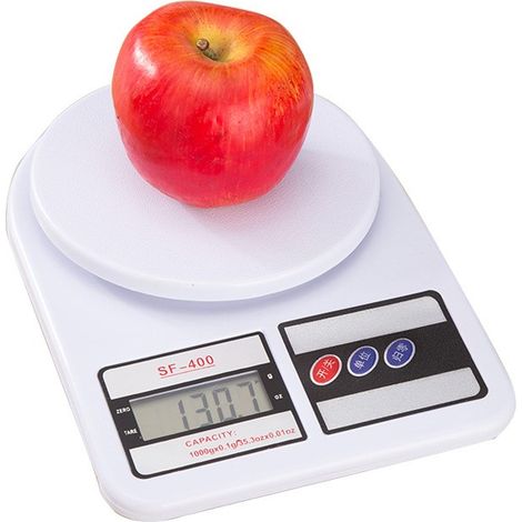 Balance de cuisine étanche 10 kg, écran LCD blanc, pour la cuisine et la pâtisserie (1/2)