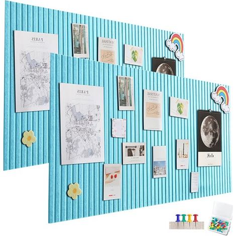 Lot de 2 tableaux décoratifs en feutrine, 60 x 40 cm, tableau d'affichage, 0,9 cm d'épaisseur, pliables, avec ruban adhésif pour photos, idéaux pour l'école, la maison, la cuisine ou les murs du burea (1/5)