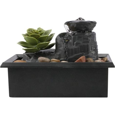 Fontaine de table - 11,7 cm - Fontaine à eau d'intérieur en forme de nénuphar - Chargement USB - Lumière LED - Pour bureau, maison, chambre à coucher (1/5)