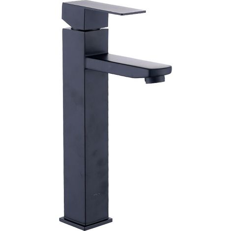 Mitigeur Lavabo Noir en Acier Inoxydable - Levier Unique pour Eau Chaude et Froide - Robinet Salle de Bain avec Tuyaux Inclus (1/5)