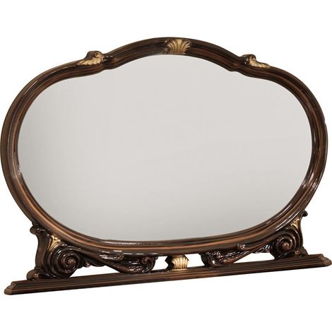 Miroir mural bois vernis laqué brillant marron Venus 130cm (1/2)