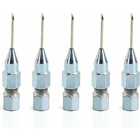 5 pièces pointe d'aiguille de pistolet à graisse de la bouche, aiguille d'injecteur de graisse pour la lubrification dans des roulements scellés très serrés et des joints universels (1/4)