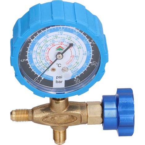 Manomètre de climatisation unidirectionnel pour fluide frigorigène R410A, R22, R134a et R404A (1/5)