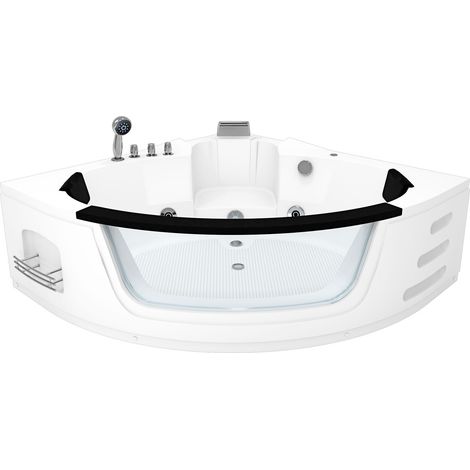 Whirlpool Pool Badewanne Eckwanne Wanne W05-SC 140x140cm mit Farblicht, aktive Schlauch-Reinigung