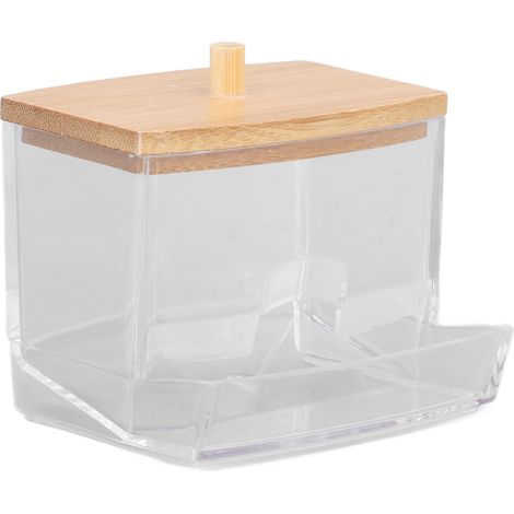 Boîte de Coton-Tige Transparente Robuste, Étui de Rangement Pratique et Durable avec Couvercle (1/5)