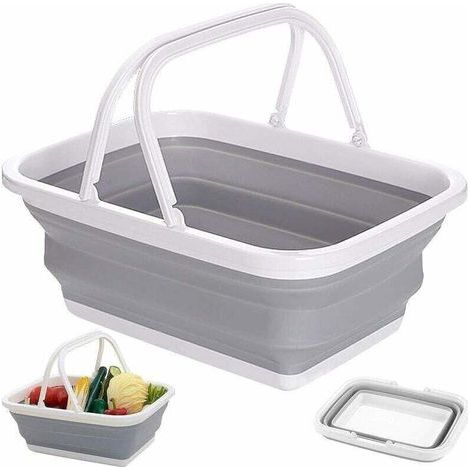 Panier À Linge Pliable Panier de Courses Rectangulaire Pliable Multifonction Boîte Pliable avec Poignée en Silicone et Plastique pour Laver la Vaisselle, Le Camping (1/3)