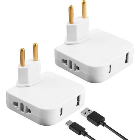 2 PCS Prise Plate Derriere Meuble,avec 2 Prises de 220 V,1 Port USB et 1 Port Type-C,Compatible avec Les connecteurs européens 220 (1/5)