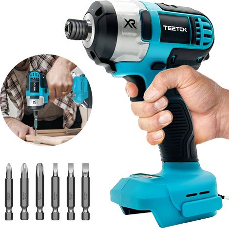Cacciaviti a percussione, Trapano avvitatore a percussione senza fili, velocità variabile con 6 punte per cacciavite (solo corpo, batteria non inclusa), compatibile con batteria Makita da 18 V