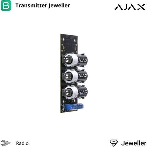 38184 - Jeweller - Transmitter - Módulo de conexión de alarmas cableadas a Ajax y gestión de la seguridad mediante app - Ajax seguridad inalámbrica