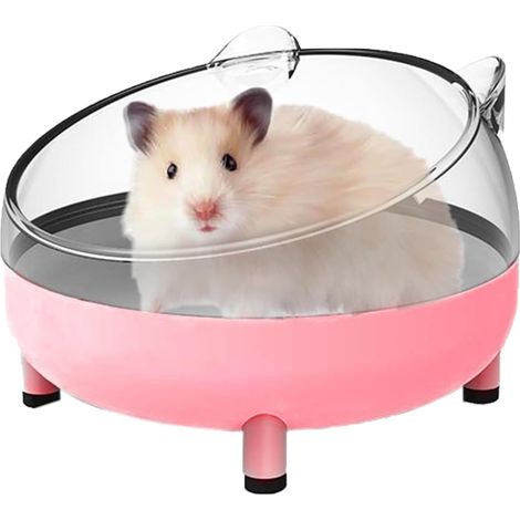 Hamster Sand Bath Container, Large Sandbox Toilet Gerbil Batheoom, Tiny Chinchilla Dust Bathtub Sand Bath Box for Hamster Cage Accessories 6.5 Inch-Pink (1/3)