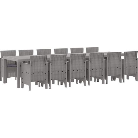 Maison Exclusive - Set da Pranzo per Giardino 13 pcs Grigio chiaro Rattan Polt (1/5)