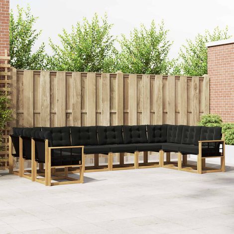 vidaXL Outdoor-Sofagarnitur mit Kissen 10 pcs Weiß und Schwarz (1/5)
