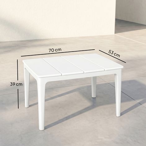 Table basse de jardin, 70 x 53 x 39 cm, blanc crème (1/5)