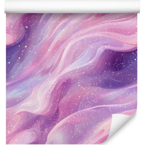 Carta da parati Galaxy ad acquerello, sfondo rosa cipria, centro lavanda, 50x1000 cm (1/5)