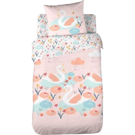 Parure de lit enfant 100% coton motif cygne