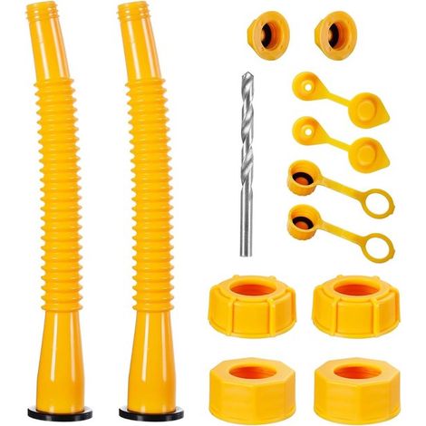 Boquilla para bidón de aceite, Juego de 17 piezas, Tubo de extensión flexible, 20 cm, generadores y vehículos todo terreno, Amarillo (1/5)
