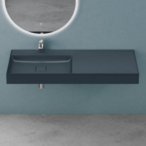 Mai & Mai Lavabo Bagno Sospeso 120×46×12cm Lavandino Bagno Lavabo da Minerale Fuso Colossum630, Antracite Opaco