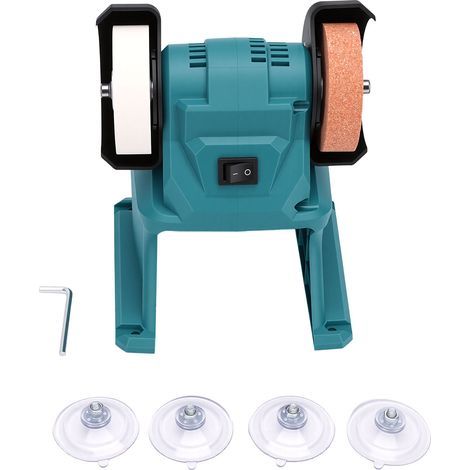 Mini meuleuse d'établi compatible batteries Makita BL1815 à BL1890 - Rectifieuse électrique polyvalente avec 2 roues