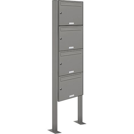 4er Premium Standbriefkasten RAL 9007 freistehend Postkasten Ständer 1x4 (1/5)