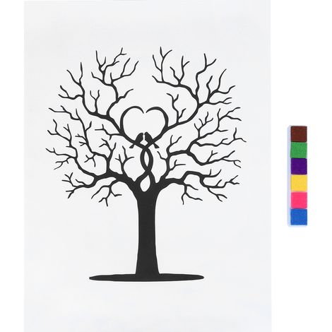 Arbre d'empreintes digitales DIY - Toile de signatures invités avec empreintes de pouce pour livre d'or créatif (1/5)