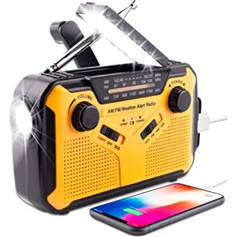 Radio solaire portable à manivelle d'urgence, prévention des catastrophes, générateur électrique avec batterie mobile, météo, radio d'urgence (1/5)