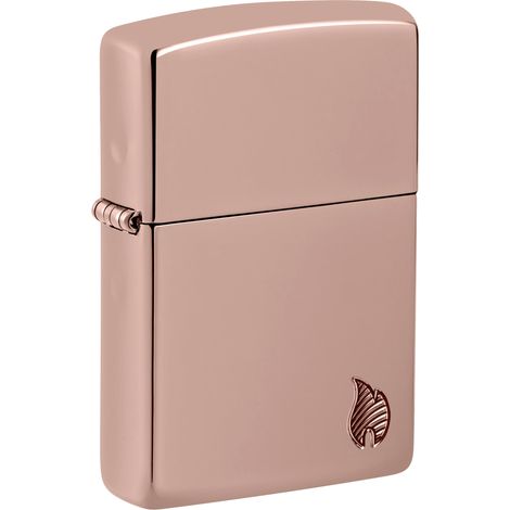 Briquet Tempête, Blindé Série Flamme, Or Rose Poli Miroir, Gravure Profonde, Rechargeable, Réutilisable, Résistant Au Vent, Coffret Cadeau (1/4)