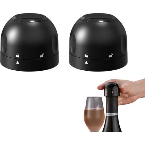 Allecto Plus 2-teiliges Set Weinflaschenverschlüsse Vakuum und Champagnerverschlüsse Luftdichter Verschluss zum Aufbewahren und Frischhalten von Rot (1/5)