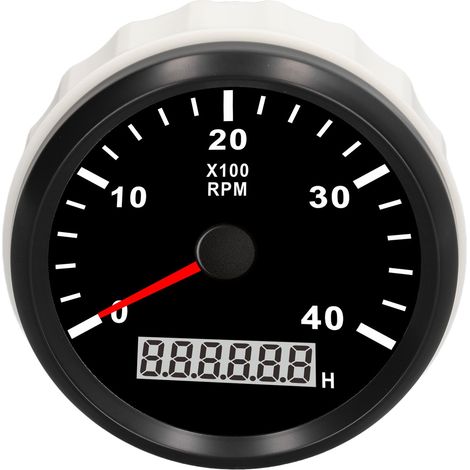 Tachymètre moteur 85 mm 0-4000 tr/min avec compteur horaire 0,0-99999,9 h, étanche IP67, antibuée, rétroéclairage rouge, pour voiture, camion, bateau (1/5)
