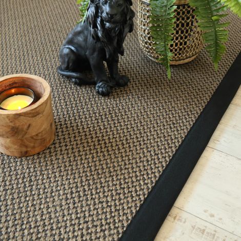 Tapis naturel en Sisal - Slow bronze - Ganse noire - 80 x 150 cm (1/5)