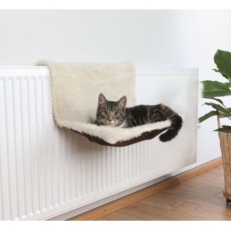Panier pour chat à fixer sur radiateur — Matière peluche — 45 × 30 × 24,5 cm — Blanc cassé (1/5)