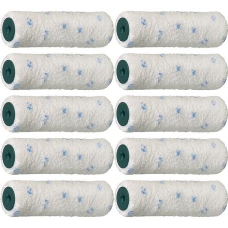 Lot de 10 mini rouleaux microfibres tissées 100mm – Poils courts 10mm – Pour peintures aqueuses – Application uniforme sans coulure – Rota - MICROSTAR10