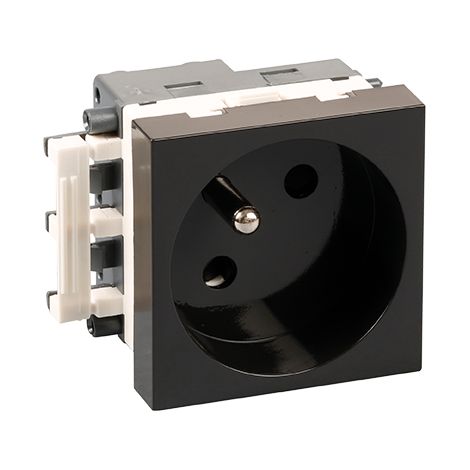 Bloc prise 2P+T - 1 prise complète - 16A - 250V - OPTIMA Couleur Noire