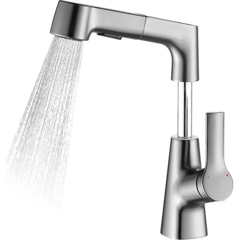 2pcs Robinet de cuisine rotatif, hauteur ajustable, 2 modes de sortie d'eau (1/5)