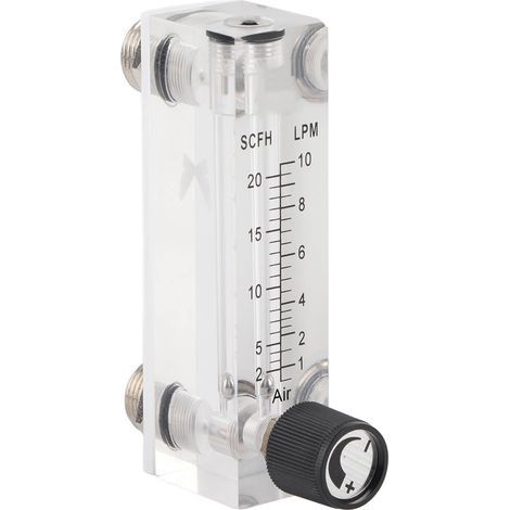Einstellbarer PMMA-Gasdurchflussmesser 110 l/min mit 1/4"-BSP- und M18x1,5-Anschlüssen (1/5)