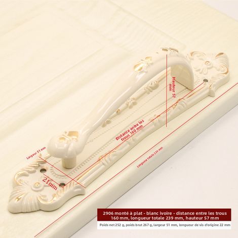 Schiebetürgriff im amerikanischen Scheunenstil - 2er Set - Massives Antikmessing ohne Bohren für innere Holztüren und große Türen (Modell Elfenbein 160mm Dicke 2906)-lsw