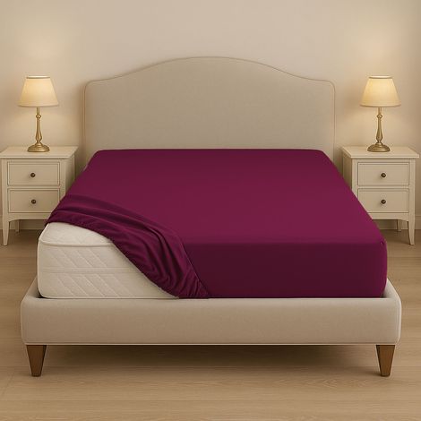 Lenzuolo sotto su misura in cotone 100% – Con angoli elastici per letti fuori misura – Made in Italy Bordeaux