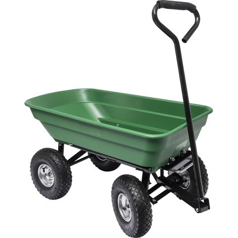Chariot remorque de Jardin,52 litres,Jusqu'à 120 Kg,Montée sur 4 roues gonflables,2 essieux,1 Directionnel