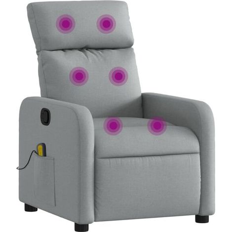 Fauteuil de massage inclinable en tissu gris clair (1/5)