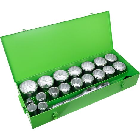 ESTUCHE METÁLICO CON 22 PIEZAS DE AUTOCLÉ DE 1" EN 12 CANTOS JBM 51855 (1/4)